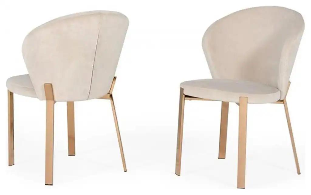 Limari Home Nadia 19.5" Modern Velvet Dining Chairs in Beige/Rosegold (Set of 2)