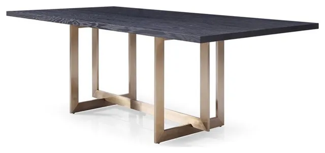 Limari Home Pike Rectangular Modern Wood & Stainless Steel Dining Table in Black