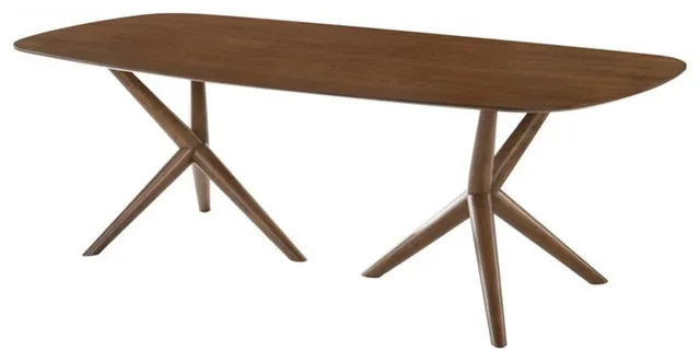 Limari Home Utah Rectangular Bevelled-Edge   Solid Wood Dining Table in Brown