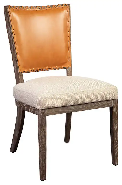 Lina Leather and Linen Chair Set of 2