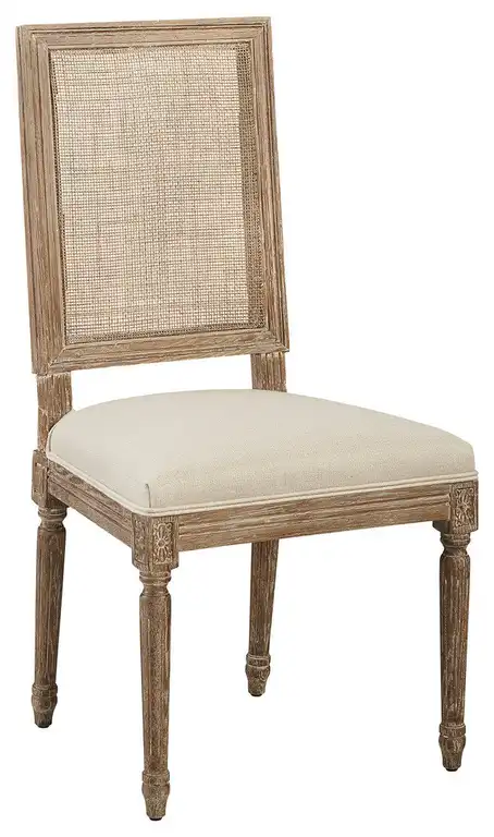 Linen & Oak Caned Back Side Chair Set of 2