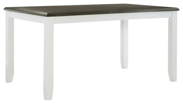 Linon Jane 2 Tone Wood Dining Table in Smokey Gray Top and Vanilla White Base