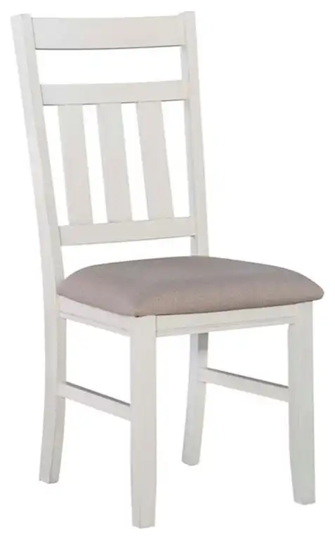 Linon Turino Set of 2 Upholstered Dining Side Chairs in Smokey White Wood