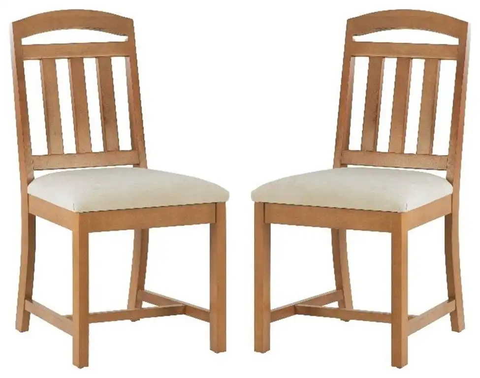 Linon Wiley Beechwood Side Chair Set of 2 in Brown