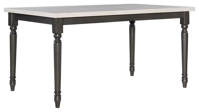 Linon Willow 2 Tone Dining Table in Smokey White and Dark Gray Stained Wood