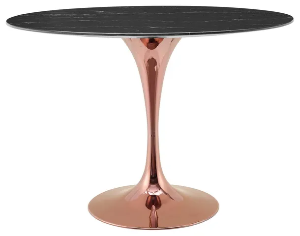 Lippa 42" Oval Artificial Marble Dining Table, Rose Black