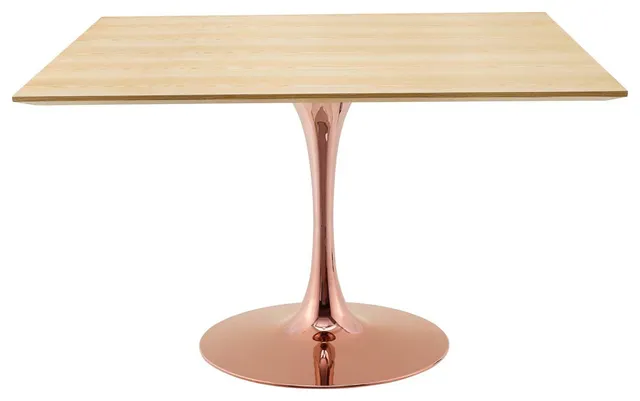 Lippa 47" Square Wood Dining Table, Rose Natural