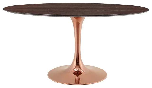 Lippa 60" Oval Wood Dining Table, Rose Cherry Walnut