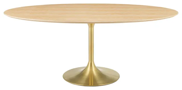 Lippa 78" Oval Wood Dining Table, Gold Natural