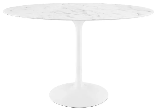 Lippa Oval Artificial Marble Dining Table, White, 48"