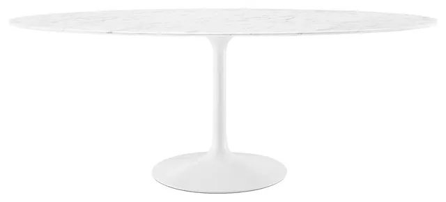 Lippa Oval Artificial Marble Dining Table, White, 78"