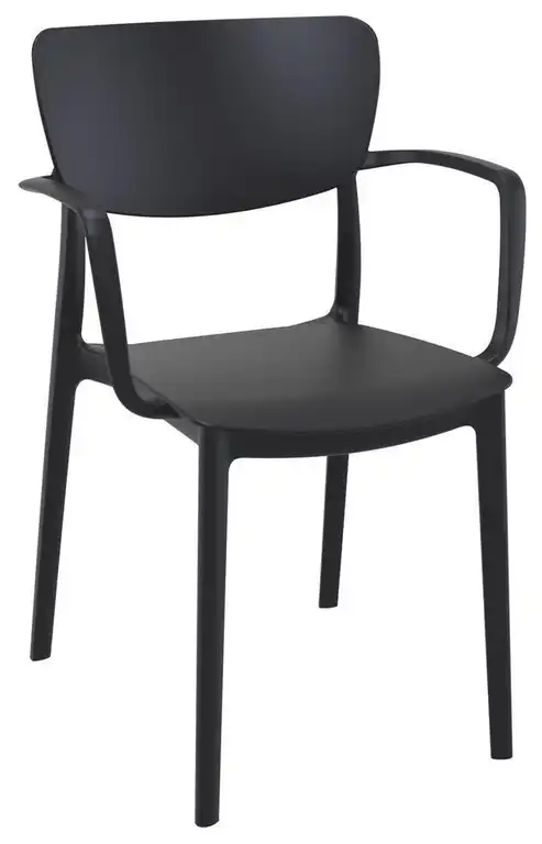 Lisa Outdoor Dining Arm Chair Black, Set of 2