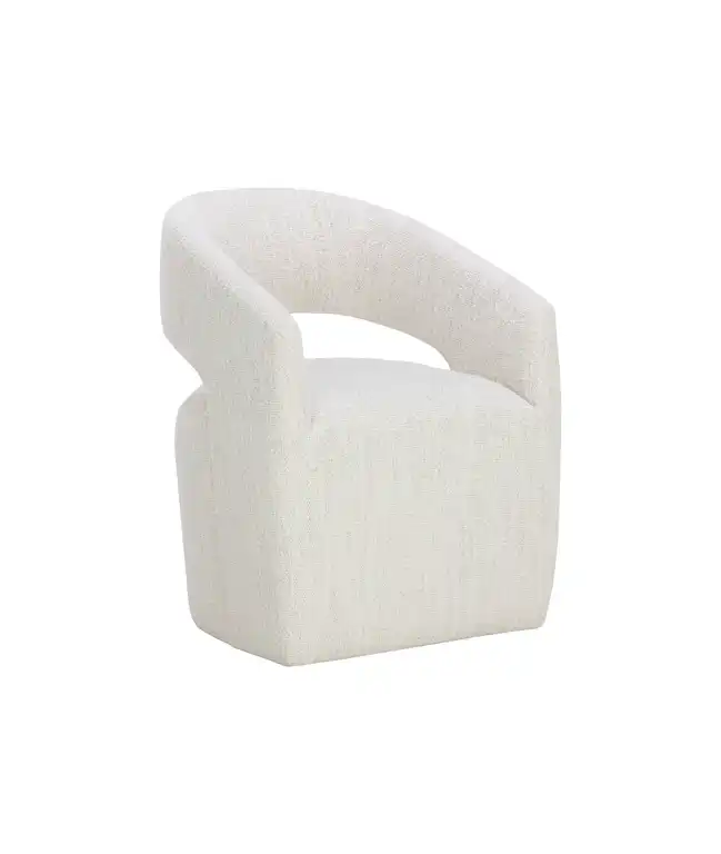 Lloret Wheeled Dining Armchair, Merino Pearl