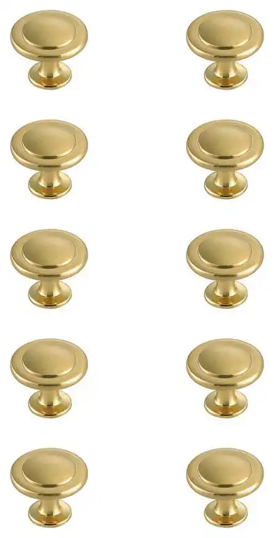 Logyn 1.3 Diameter Brushed Gold Mushroom Knob Multipack (Set Of 10)