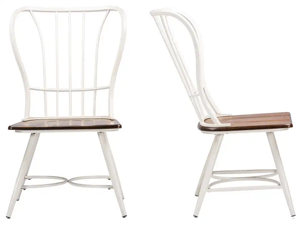 Longford Dining Chair, Set of 2, Dark Walnut/White