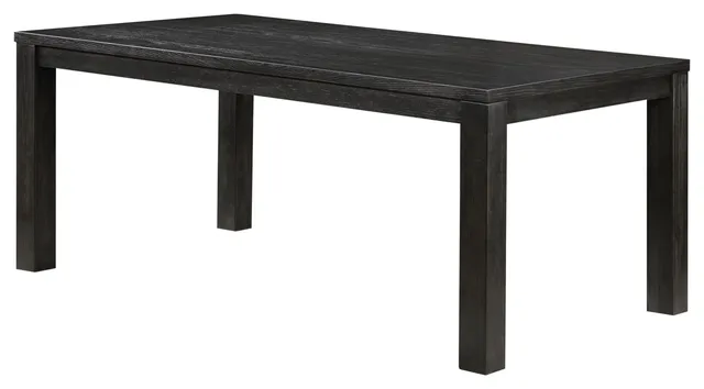Lory 72 Inch Dining Table, Rectangular Top, 6 Seater, Black Solid Wood