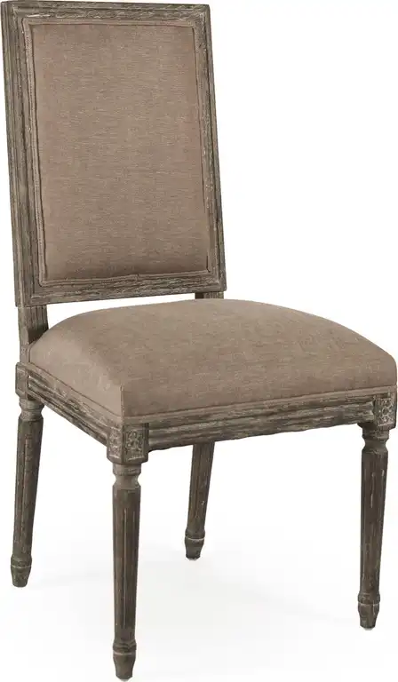 Louis Cowhide Side Chair - Copper Linen, Limed Charcoal Oak
