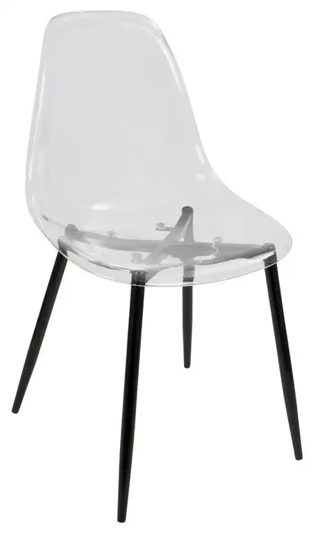 Lumisource Clara Mid-Century Modern Dining Chairs, Black and Clear, Set of 2