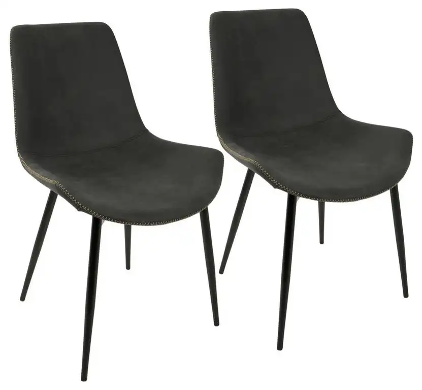 LumiSource Duke Dining Chair, Black And Gray, Set Of 2