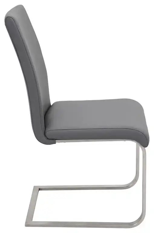 Lumisource Foster Contemporary Dining Chairs, Gray Faux Leather, Set of 2