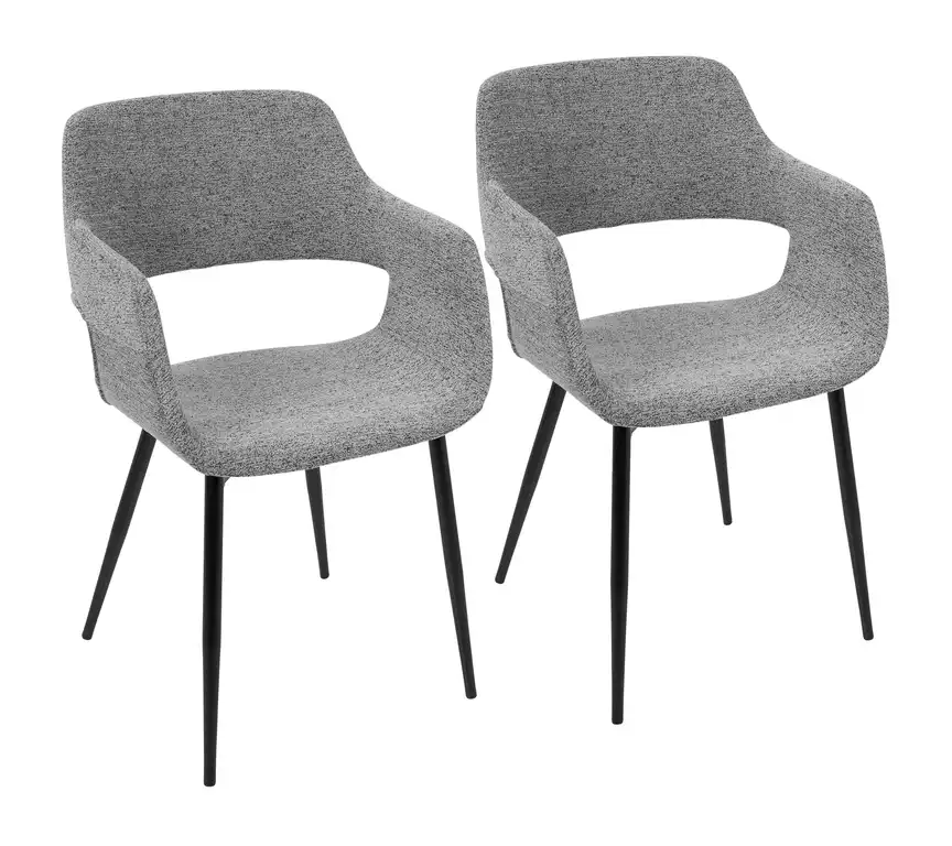 LumiSource Margarite Dining Chair, Gray, Set of 2