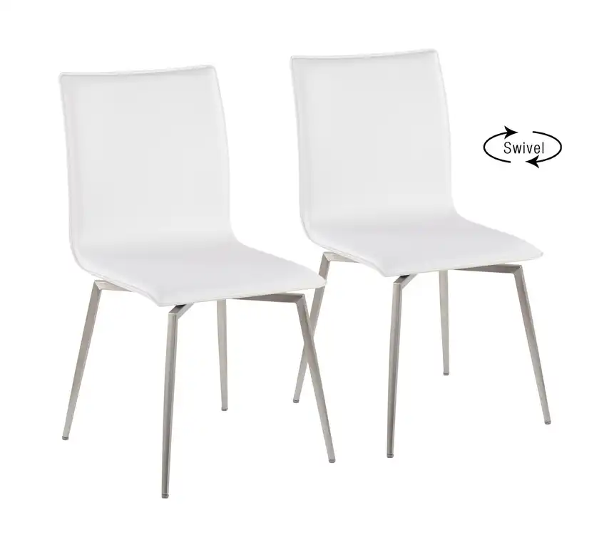Lumisource Mason Contemporary Chair, Brushed Stainless Steel/White