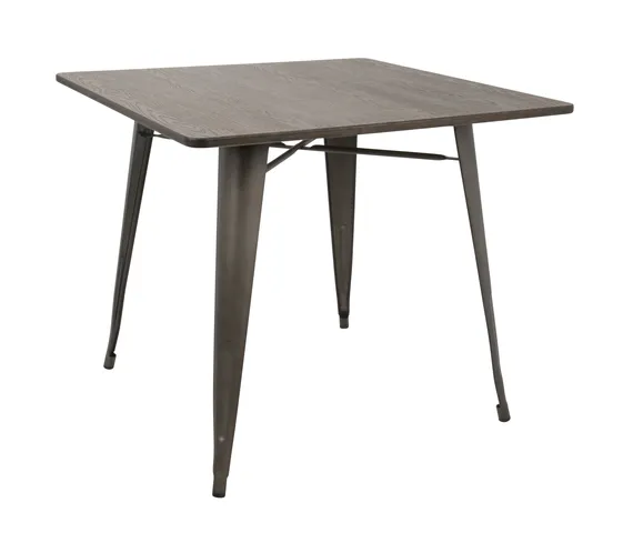 LumiSource Oregon 36" Dining Table, Antique Metal And Espresso Bamboo