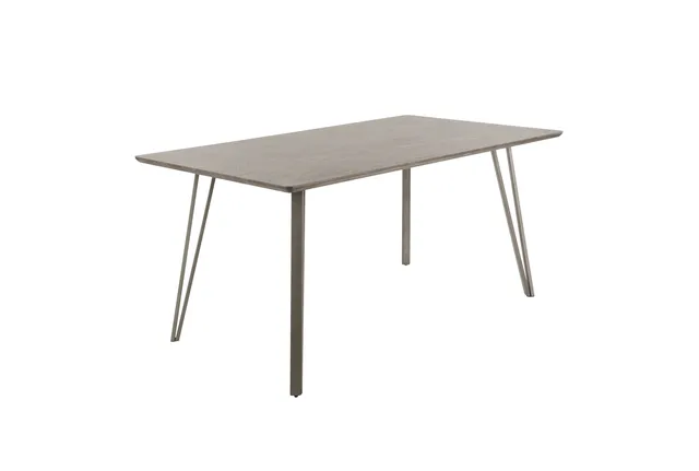 Lumisource Sedona Industrial Dining Table, Brushed Antique Metal and Dark Brown