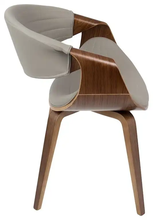 Lumisource Symphony Mid-Century Modern Dining/Accent Chair, Walnut Wood and Gray