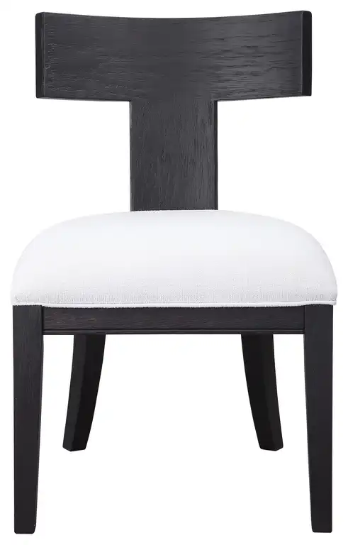 Luxe Wide Modern Black Klismos Chair Curved T Back White Dining Accent Armless