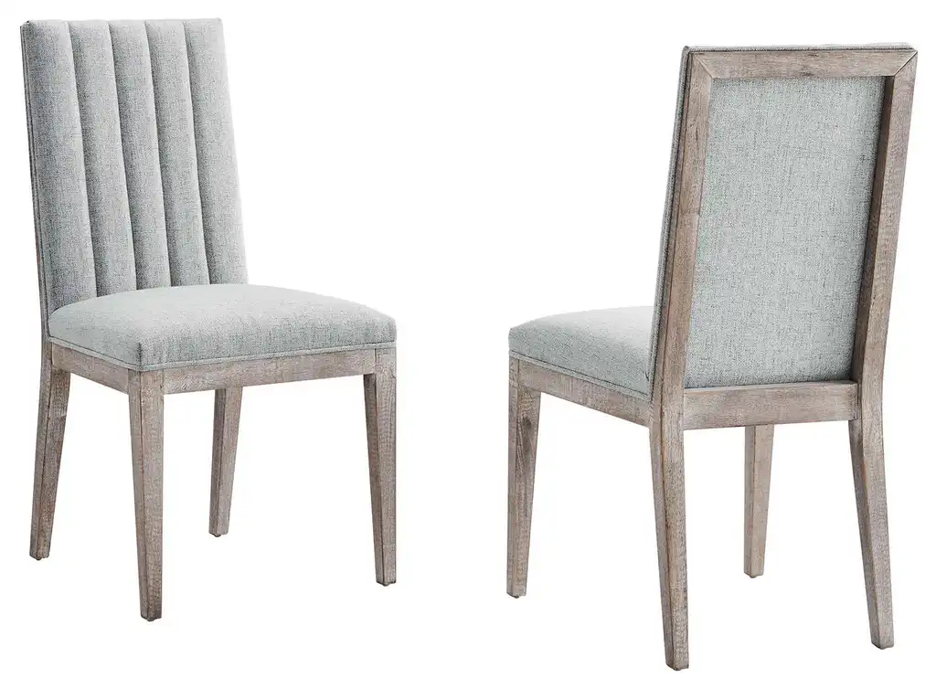 Maisonette French Vintage Tufted Dining Side Chairs Set of 2, Light Gray
