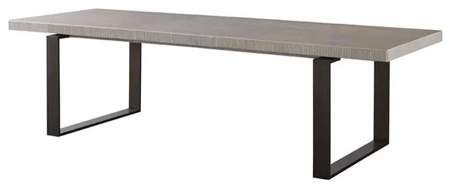 Maklaine Contemporary / Modern Wood Top Butterfly Leaf Wood Dining Table in Gray