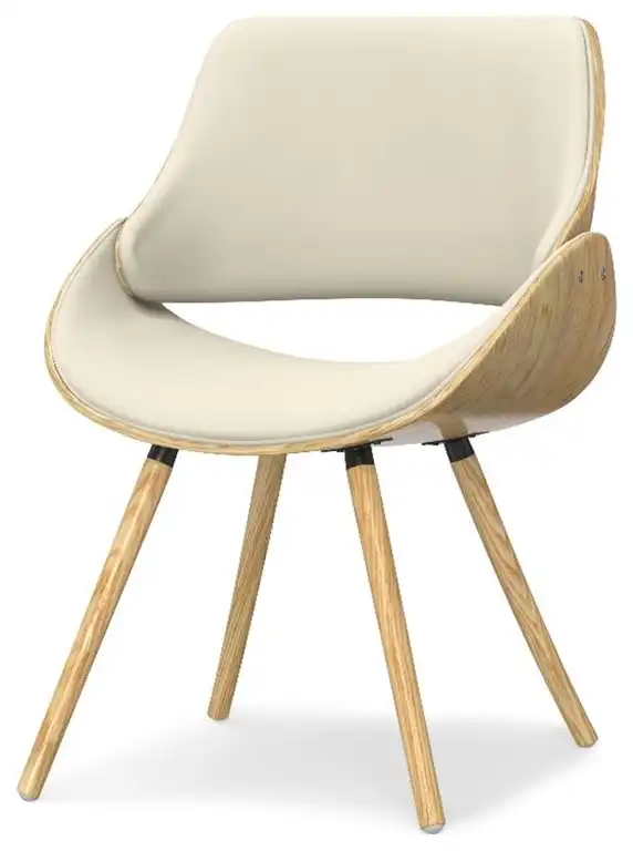 Malden Modern Bentwood Dining Chair with LightWood in Natural Polyester linen