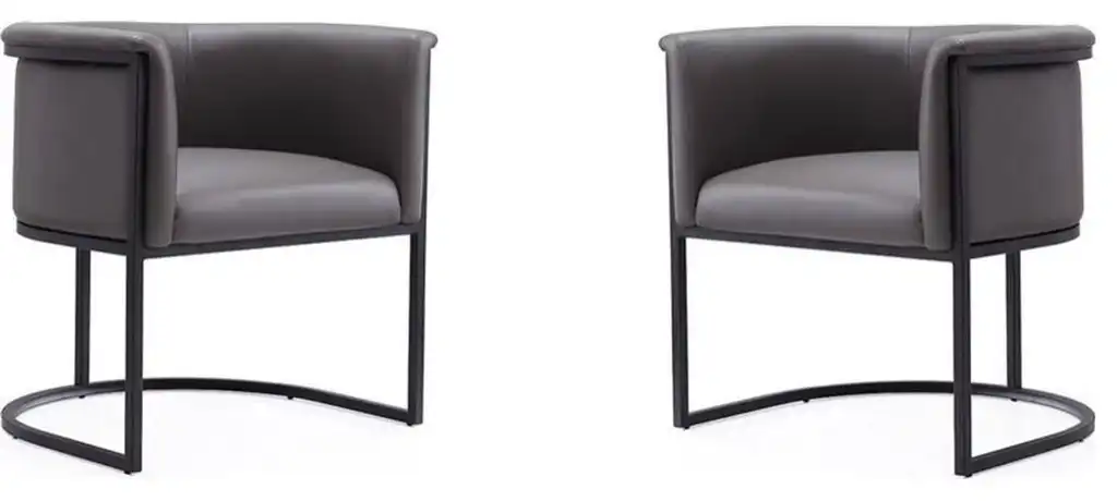 Manhattan Comfort Cosmopolitan Faux Leather Dining Chair in Pebble (Set of 2)
