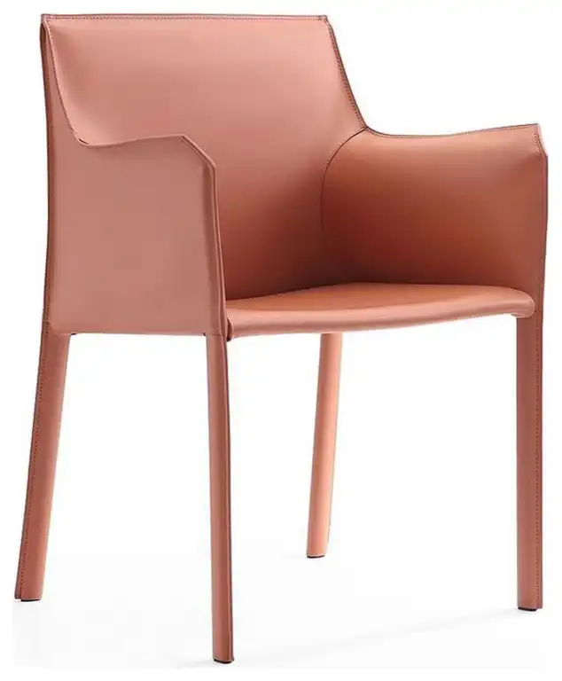 Manhattan Comfort Paris Saddle Leather Arm Chair in Clay Pink