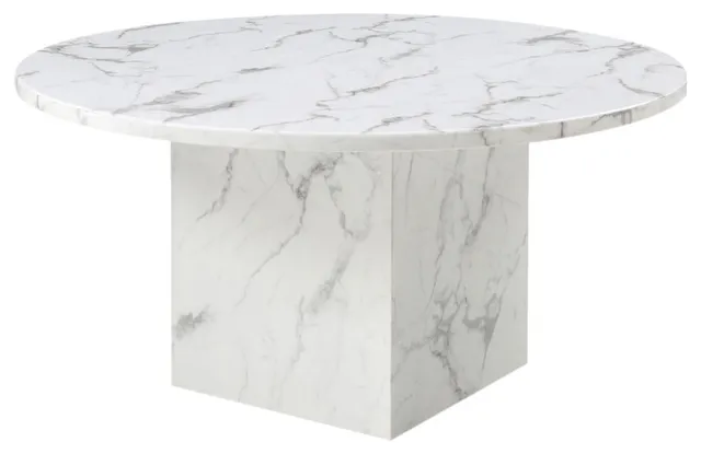 Marble Top 60" Round Dining Table With Marble Base, Marble