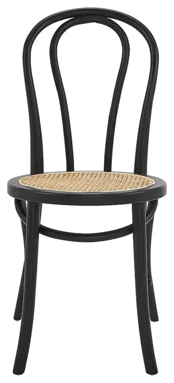 Marko Side Chair, Matte Black With Natural Seat