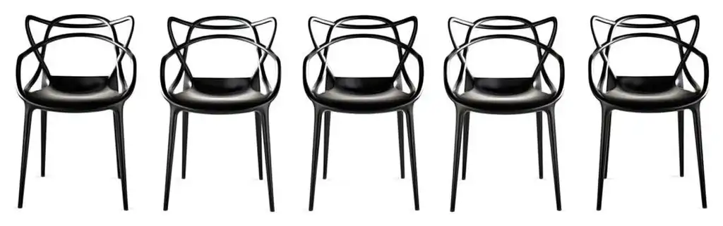 Masters Stackable Modern Dining Chair, Set of 4, Black