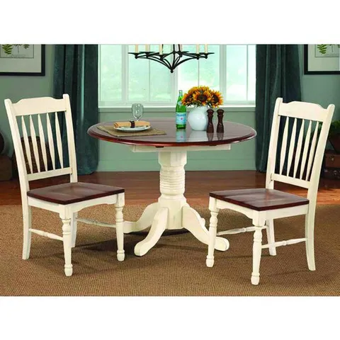 Merlot-Buttermilk Round Double Drop-Leaf Dining Table, Belen Kox