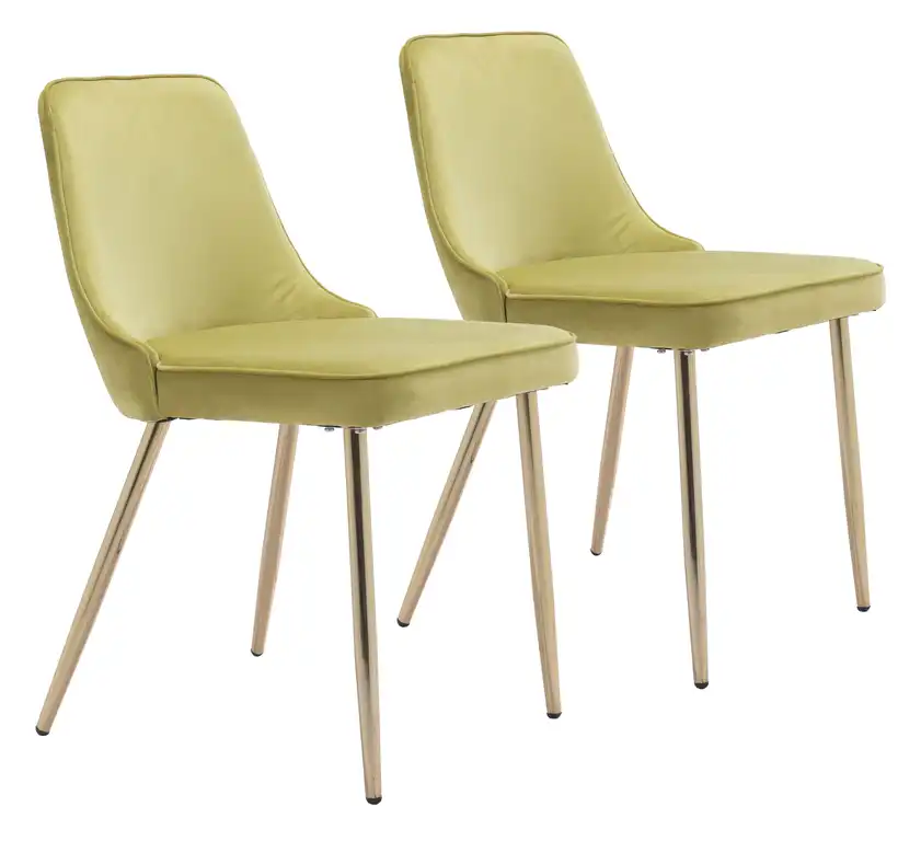 Merritt Dining Chair, Set of 2, Green & Gold