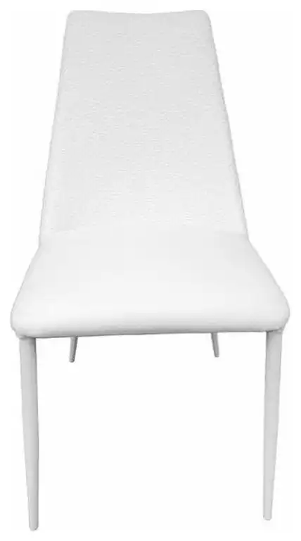 Mia dining chair in white leather & cotton.