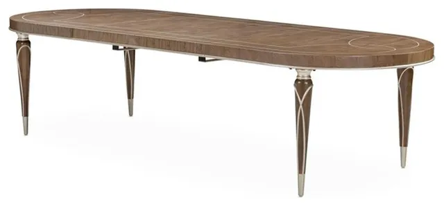 Michael Amini Villa Cherie Wood Oval Dining Table in Hazelnut Brown