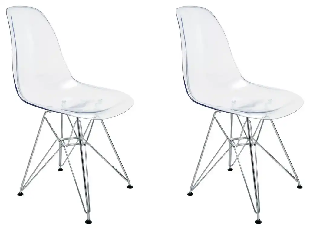 Mid-Century  Eiffel Style Dining Chair with Metal Base - (Set of Two), Clear