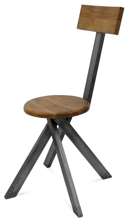 Mid-century Modern Industrial Chair - Crossed Leg - Pyramidal Truss Set of 2
