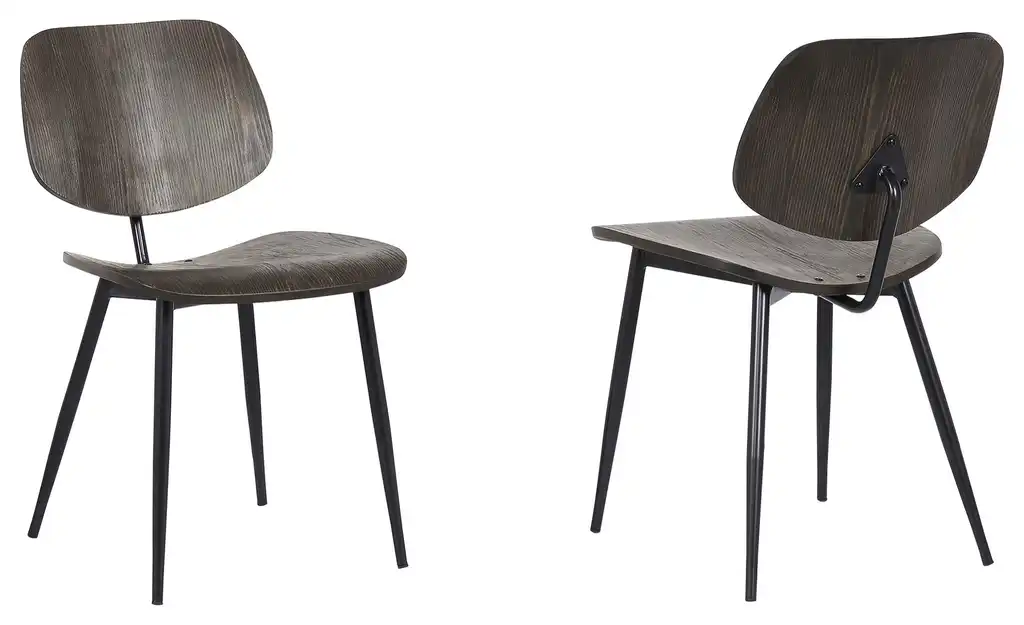 Miki Mid-Century Black and Walnut Wood Dining Accent Chairs (Set of 2)