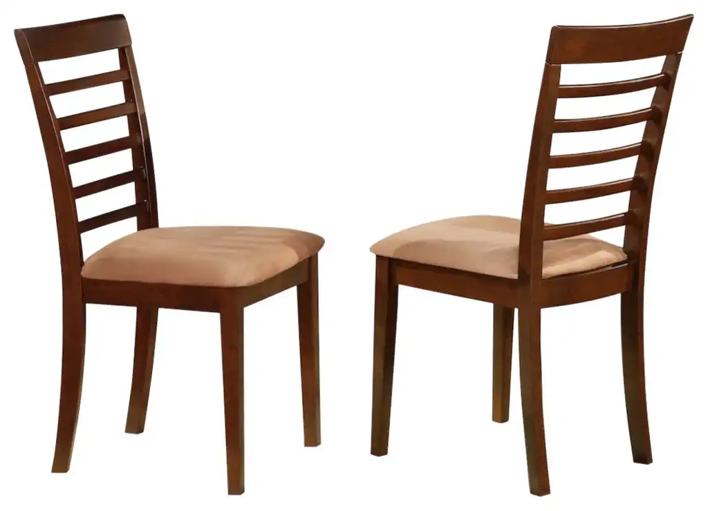 Milan Kitchen Chairs With Microfiber Upholstery Seat, Mahogany Finish, Set of 2