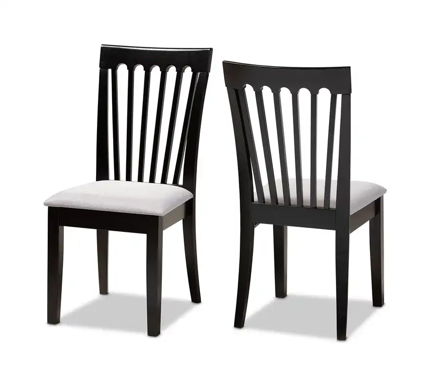 Minette Gray Fabric and Espresso Brown Finished Wood 2-Piece Dining Chair Set