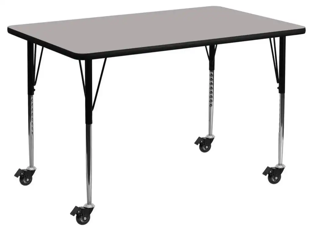 Mobile 24''W x 48''L Grey Thermal Activity Table - Standard Height Legs