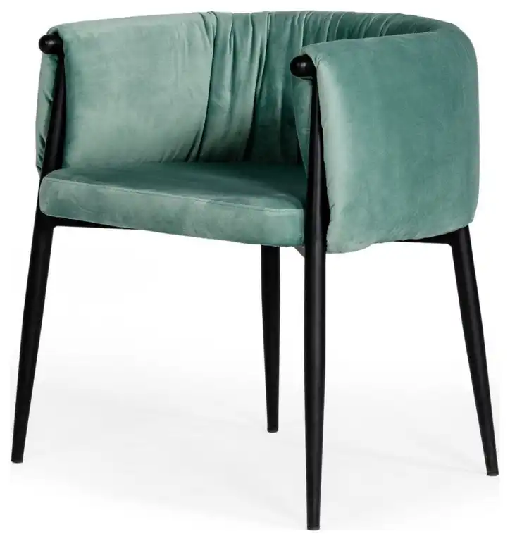 Mod Light Green and Black Velvet Dining Or Side Chair