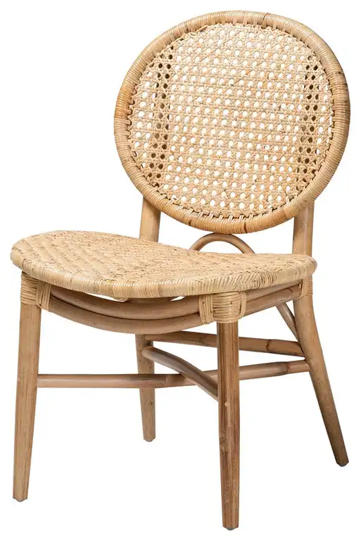 Modern Bohemian Natural Brown Rattan Dining Chair